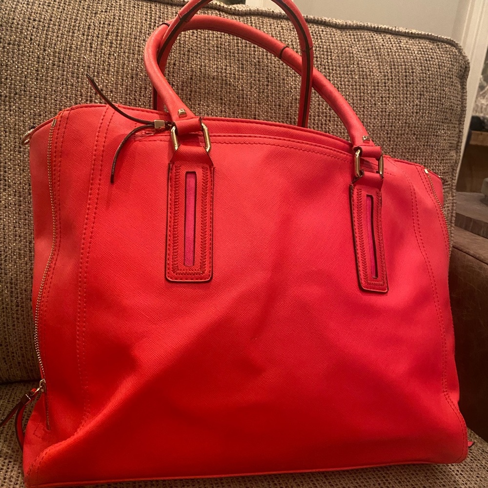 Large Stella and Dot Red Leather Tote